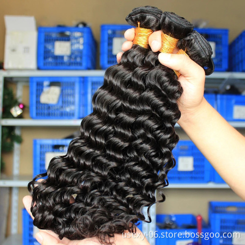 Deep wave 3 Human Hair bundle With 13x4 13x6 13x8 swiss Lace Frontal